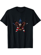 USA American Bald Eagle T-Shirt 180G 100% Cotton Printed Round Neck Short-Sleeve T-Shirt, Gifts for Men Dad Husband Grandpa, S-XXXL, Black