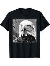 Bald Eagle American National Symbol Animal Patriotic Freedom T-Shirt 180G 100% Cotton Printed Round Neck Short-Sleeve T-Shirt, Gifts for Men Dad Husband Grandpa, S-XXXL, Black