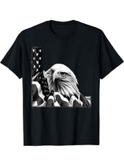 Bald Eagle American National Symbol Animal Patriotic Freedom T-Shirt 180G 100% Cotton Printed Round Neck Short-Sleeve T-Shirt, Gifts for Men Dad Husband Grandpa, S-XXXL, Black