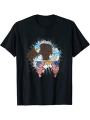 Freedom Pride Liberty US Flag Patriotic American Bald Eagle T-Shirt 180G 100% Cotton Printed Round Neck Short-Sleeve T-Shirt, Gifts for Men Dad Husband Grandpa, S-XXXL, Black