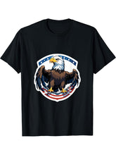 Guardians of Freedom - Bald Eagle and American Shield T-Shirt 180G 100% Cotton Printed Round Neck Short-Sleeve T-Shirt, Gifts for Men Dad Husband Grandpa, S-XXXL, Black