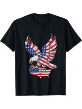 Bald Eagle USA 4th Of July Independence Vintage Memorial Day T-Shirt 180G 100% Cotton Printed Round Neck Short-Sleeve T-Shirt, Gifts for Men Dad Husband Grandpa, S-XXXL, Black