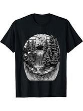 Waterfall in the Forest Bald Eagle Nature Animal Trees River T-Shirt 180G 100% Cotton Printed Round Neck Short-Sleeve T-Shirt, Gifts for Men Dad Husband Grandpa, S-XXXL, Black