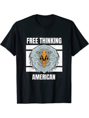 Bald Eagle USA T-Shirt 180G 100% Cotton Printed Round Neck Short-Sleeve T-Shirt, Gifts for Men Dad Husband Grandpa, S-XXXL, Black