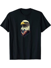 American Flag Bald Eagle T-Shirt 180G 100% Cotton Printed Round Neck Short-Sleeve T-Shirt, Gifts for Men Dad Husband Grandpa, S-XXXL, Black