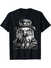 American Meme Bald Eagle Patriotic Bird Flag Lincoln Hat T-Shirt 180G 100% Cotton Printed Round Neck Short-Sleeve T-Shirt, Gifts for Men Dad Husband Grandpa, S-XXXL, Black
