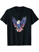 American Bald Eagle Men Women Boy Girl T-Shirt 180G 100% Cotton Printed Round Neck Short-Sleeve T-Shirt, Gifts for Men Dad Husband Grandpa, S-XXXL, Black