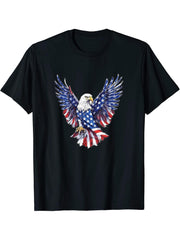 American Bald Eagle Men Women Boy Girl T-Shirt 180G 100% Cotton Printed Round Neck Short-Sleeve T-Shirt, Gifts for Men Dad Husband Grandpa, S-XXXL, Black