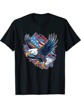 American Bald Eagle Men Women Boy Girl T-Shirt 180G 100% Cotton Printed Round Neck Short-Sleeve T-Shirt, Gifts for Men Dad Husband Grandpa, S-XXXL, Black