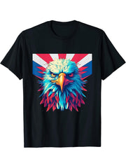 American Bald Eagle Men Women Boy Girl T-Shirt 180G 100% Cotton Printed Round Neck Short-Sleeve T-Shirt, Gifts for Men Dad Husband Grandpa, S-XXXL, Black