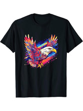 American Bald Eagle Men Women Boy Girl T-Shirt 180G 100% Cotton Printed Round Neck Short-Sleeve T-Shirt, Gifts for Men Dad Husband Grandpa, S-XXXL, Black
