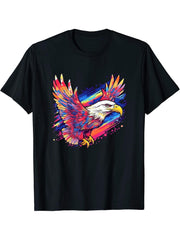 American Bald Eagle Men Women Boy Girl T-Shirt 180G 100% Cotton Printed Round Neck Short-Sleeve T-Shirt, Gifts for Men Dad Husband Grandpa, S-XXXL, Black