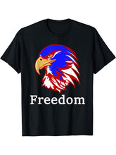 Freedom Patriotic Americana Bald Eagle T-Shirt 180G 100% Cotton Printed Round Neck Short-Sleeve T-Shirt, Gifts for Men Dad Husband Grandpa, S-XXXL, Black