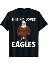 Cool Eagle Design For Boy Girl Boys Bald Eagle Animal Bird Lover T-Shirt 180G 100% Cotton Printed Round Neck Short-Sleeve T-Shirt, Gifts for Men Dad Husband Grandpa, S-XXXL, Black