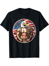 Bald Eagle Warrior - Military Soldier with an Eagle's Head T-Shirt 180G 100% Cotton Printed Round Neck Short-Sleeve T-Shirt, Gifts for Men Dad Husband Grandpa, S-XXXL, Black