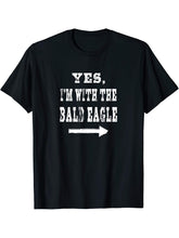 Yes, I'm with the Bald Eagle Funny Halloween Costume T-Shirt 180G 100% Cotton Printed Round Neck Short-Sleeve T-Shirt, Gifts for Men Dad Husband Grandpa, S-XXXL, Black