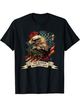 Vintage Patriotic Bald Eagle T-Shirt 180G 100% Cotton Printed Round Neck Short-Sleeve T-Shirt, Gifts for Men Dad Husband Grandpa, S-XXXL, Black