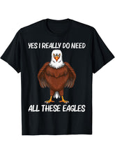 Cool Eagle Design For Men Women Bald Eagle Animal Bird Lover T-Shirt 180G 100% Cotton Printed Round Neck Short-Sleeve T-Shirt, Gifts for Men Dad Husband Grandpa, S-XXXL, Black