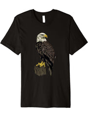 Eagle Bald Eagle Premium T-Shirt 180G 100% Cotton Printed Round Neck Short-Sleeve T-Shirt, Gifts for Men Dad Husband Grandpa, S-XXXL, Black