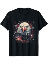 Sea Eagle US Flag Patriotic 4th Of July With Bald Eagle T-Shirt 180G 100% Cotton Printed Round Neck Short-Sleeve T-Shirt, Gifts for Men Dad Husband Grandpa, S-XXXL, Black