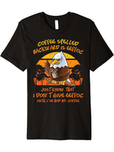 Coffee Spelled Backwards Is Eeffoc Funny American Bald Eagle Premium T-Shirt 180G 100% Cotton Printed Round Neck Short-Sleeve T-Shirt, Gifts for Men Dad Husband Grandpa, S-XXXL, Black