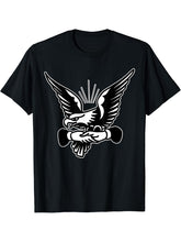 Eagle Handshake Bald Eagle Blackwork T-Shirt 180G 100% Cotton Printed Round Neck Short-Sleeve T-Shirt, Gifts for Men Dad Husband Grandpa, S-XXXL, Black