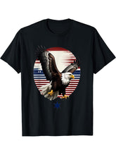 Freedom Soars American Patriot Bald Eagle Tee T-Shirt 180G 100% Cotton Printed Round Neck Short-Sleeve T-Shirt, Gifts for Men Dad Husband Grandpa, S-XXXL, Black