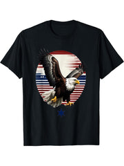 Freedom Soars American Patriot Bald Eagle Tee T-Shirt 180G 100% Cotton Printed Round Neck Short-Sleeve T-Shirt, Gifts for Men Dad Husband Grandpa, S-XXXL, Black