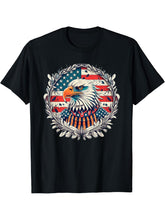 American Patriot Freedom Bald Eagle USA Flag T-Shirt 180G 100% Cotton Printed Round Neck Short-Sleeve T-Shirt, Gifts for Men Dad Husband Grandpa, S-XXXL, Black