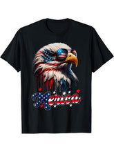 Bald Eagle Merica USA Eagle Of Freedom America 4th of July T-Shirt 180G 100% Cotton Printed Round Neck Short-Sleeve T-Shirt, Gifts for Men Dad Husband Grandpa, S-XXXL, Black