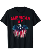 American AF Bald Eagle Flag Tee Shirt 180G 100% Cotton Printed Round Neck Short-Sleeve T-Shirt, Gifts for Men Dad Husband Grandpa, S-XXXL, Black