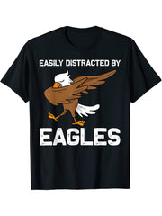 Cool Eagle For Men Women Dabbing Bald Flying Animal T-Shirt 180G 100% Cotton Printed Round Neck Short-Sleeve T-Shirt, Gifts for Men Dad Husband Grandpa, S-XXXL, Black