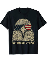 Got Stars In My Eyes | Bald Eagle American Flag Patriot T-Shirt 180G 100% Cotton Printed Round Neck Short-Sleeve T-Shirt, Gifts for Men Dad Husband Grandpa, S-XXXL, Black
