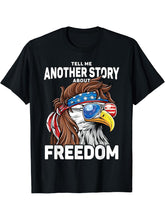 4th of July Shirt Men USA Flag Freedom Patriotic Bald Eagle T-Shirt 180G 100% Cotton Printed Round Neck Short-Sleeve T-Shirt, Gifts for Men Dad Husband Grandpa, S-XXXL, Black