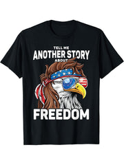 4th of July Shirt Men USA Flag Freedom Patriotic Bald Eagle T-Shirt 180G 100% Cotton Printed Round Neck Short-Sleeve T-Shirt, Gifts for Men Dad Husband Grandpa, S-XXXL, Black