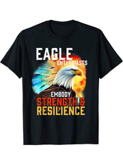 Eagle Lovers Embody Strength and Resilience Bald Lover Eagle T-Shirt 180G 100% Cotton Printed Round Neck Short-Sleeve T-Shirt, Gifts for Men Dad Husband Grandpa, S-XXXL, Black