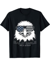 bald eagle american flag shirt 4th Of July T-Shirt 180G 100% Cotton Printed Round Neck Short-Sleeve T-Shirt, Gifts for Men Dad Husband Grandpa, S-XXXL, Black