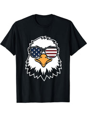 bald eagle american flag shirt 4th Of July T-Shirt 180G 100% Cotton Printed Round Neck Short-Sleeve T-Shirt, Gifts for Men Dad Husband Grandpa, S-XXXL, Black