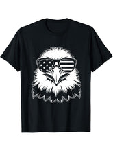 bald eagle american flag shirt 4th Of July T-Shirt 180G 100% Cotton Printed Round Neck Short-Sleeve T-Shirt, Gifts for Men Dad Husband Grandpa, S-XXXL, Black