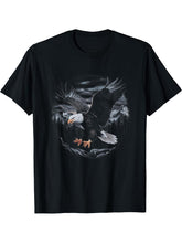 Bald Eagle Flying Across Mountains Forest American T-Shirt 180G 100% Cotton Printed Round Neck Short-Sleeve T-Shirt, Gifts for Men Dad Husband Grandpa, S-XXXL, Black
