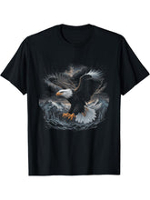 Bald Eagle Flying Across Mountains Forest American T-Shirt 180G 100% Cotton Printed Round Neck Short-Sleeve T-Shirt, Gifts for Men Dad Husband Grandpa, S-XXXL, Black