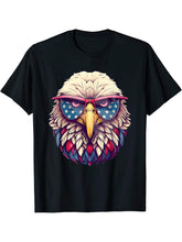 American Flag Patriotic Bald Eagle 4th Of July Men USA T-Shirt 180G 100% Cotton Printed Round Neck Short-Sleeve T-Shirt, Gifts for Men Dad Husband Grandpa, S-XXXL, Black