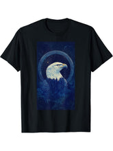 Bald Eagle Ring Wildlife art Nature lover Bird T-Shirt 180G 100% Cotton Printed Round Neck Short-Sleeve T-Shirt, Gifts for Men Dad Husband Grandpa, S-XXXL, Black