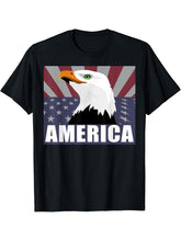 Bald Eagle Tshirt July 4th. Patriotic Proud Tees Celebration 180G 100% Cotton Printed Round Neck Short-Sleeve T-Shirt, Gifts for Men Dad Husband Grandpa, S-XXXL, Black