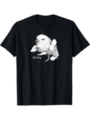 Bird. Birding. Birdwatching. Bald Eagle. T-Shirt 180G 100% Cotton Printed Round Neck Short-Sleeve T-Shirt, Gifts for Men Dad Husband Grandpa, S-XXXL, Black