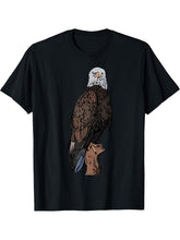 Eagle imprint american bird animal retro art motif bald T-Shirt 180G 100% Cotton Printed Round Neck Short-Sleeve T-Shirt, Gifts for Men Dad Husband Grandpa, S-XXXL, Black