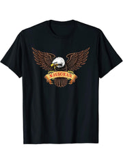 Bald Eagle Logo T-Shirt 180G 100% Cotton Printed Round Neck Short-Sleeve T-Shirt, Gifts for Men Dad Husband Grandpa, S-XXXL, Black