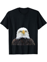 Bald Eagle TShirt American Patriotic 4th July Top Bird Lover T-Shirt 180G 100% Cotton Printed Round Neck Short-Sleeve T-Shirt, Gifts for Men Dad Husband Grandpa, S-XXXL, Black