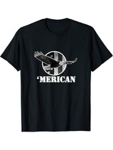 American Patriot Freedom Bald Eagle USA Flag 'Merican Outfit T-Shirt 180G 100% Cotton Printed Round Neck Short-Sleeve T-Shirt, Gifts for Men Dad Husband Grandpa, S-XXXL, Black