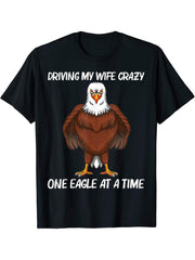 Cool Eagle Design For Men Boys Bald Eagle Animal Bird Lover T-Shirt 180G 100% Cotton Printed Round Neck Short-Sleeve T-Shirt, Gifts for Men Dad Husband Grandpa, S-XXXL, Black